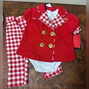 NWT Dereon by Beyonce 0-6‎ months Outfit, Three Piece Set, Red White